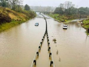 flooding of Route 1 near Belfast bridge October 31, 2021